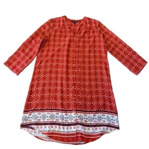 41 Hawthorn Women’s Red and White Patterned Buttoned Down Dress with Tie Size XL
